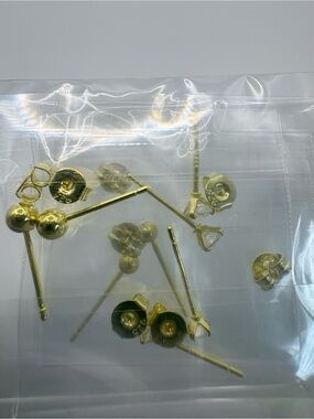 Gold Tone Earring Posts and Backs all stamped 925